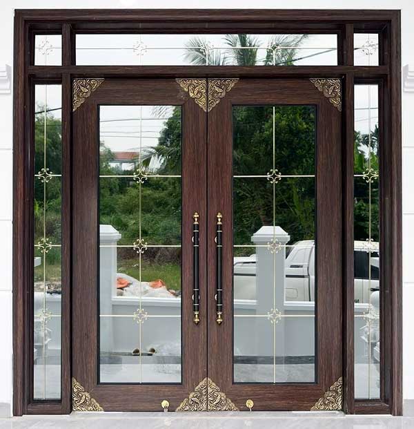 Cửa nhôm giả gỗ màu gỗ trắc, gỗ lim và gỗ sồi