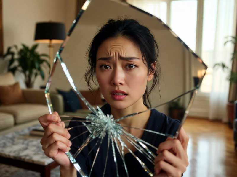 Làm vỡ gương soi cầm tay cần dọn dẹp cẩn thận