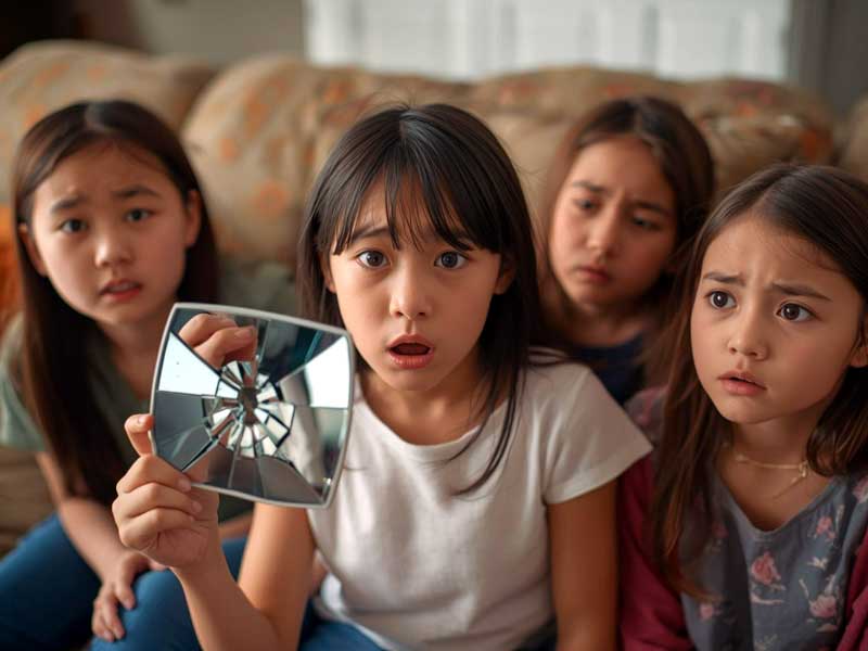 Trẻ con làm vỡ gương không có gì quá đáng phải lo lắng